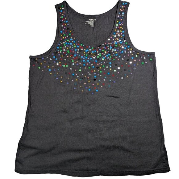 Old Navy Black Tank with Rainbow-colored Embellishments Size XXL - Picture 1 of 4